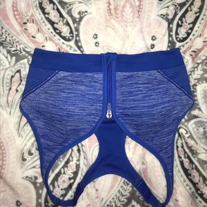 blue sports bra cross back